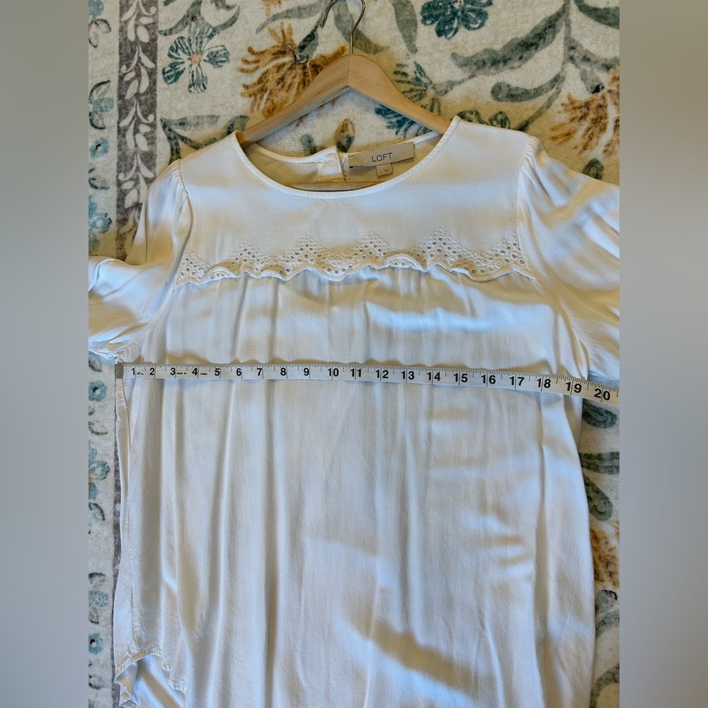 LOFT White Blouse with Lace Detail - Picture 11 of 13